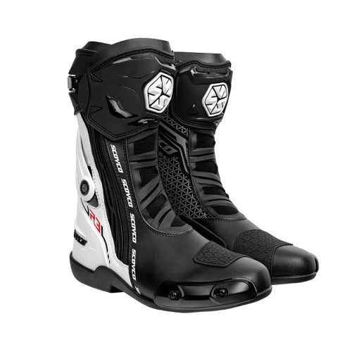 Scoyco Racing Riding Boots - MR003-2 - Black White