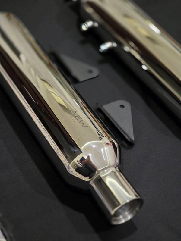 AEW TE204 Classic 650 Performace Exhaust Mirror Polish