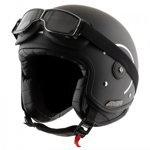 AXOR Alberto Helmet in Matt Black & Silver Color with Silver Goggle - Riders Junction