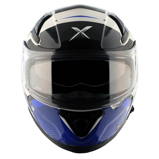 AXOR Apex Hex-2 Motorcycle Helmet - Glossy White Blue