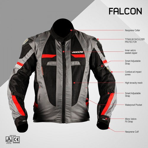 AXOR Falcon Jacket - Black Red - Riders Junction