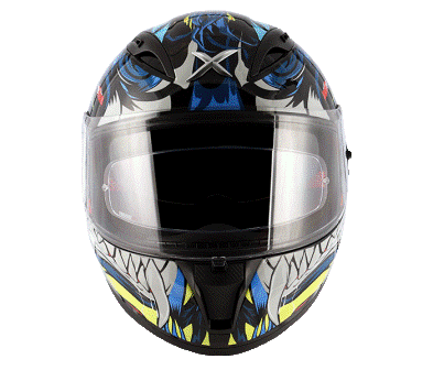 AXOR STREET OKAMI Glossy Black Blue Helmet- Riders Junction