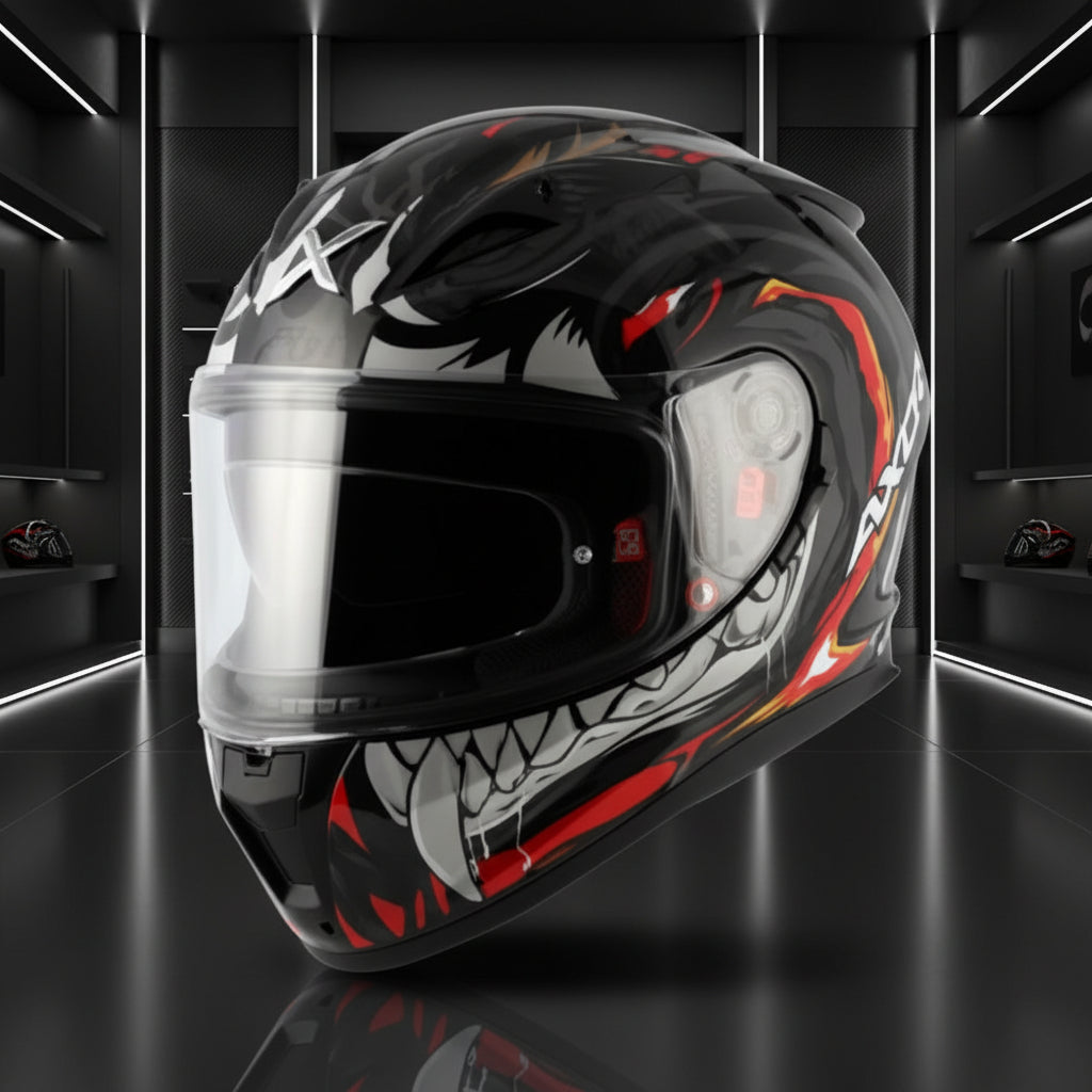 AXOR STREET OKAMI Glossy Black Grey Helmet
