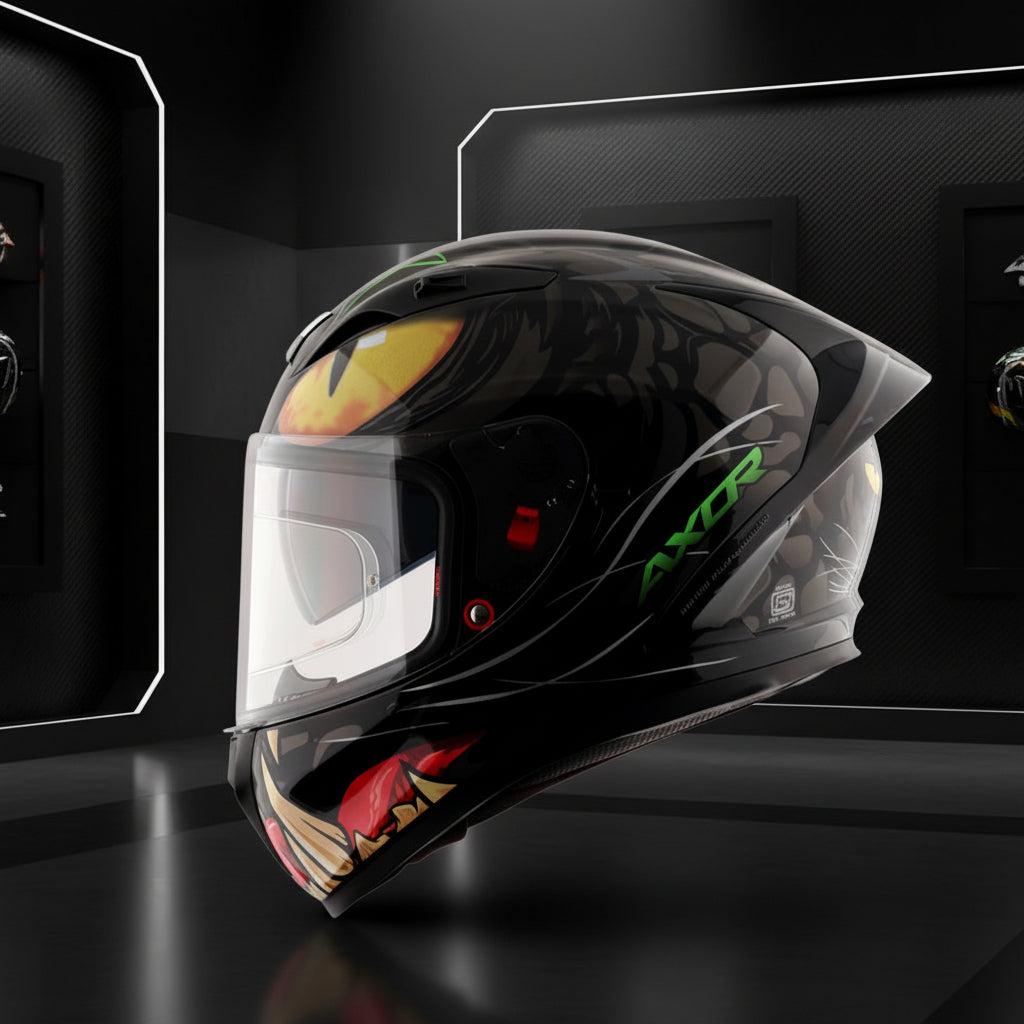 AXOR - Street Panther Full Face Helmet - Glossy Black Grey