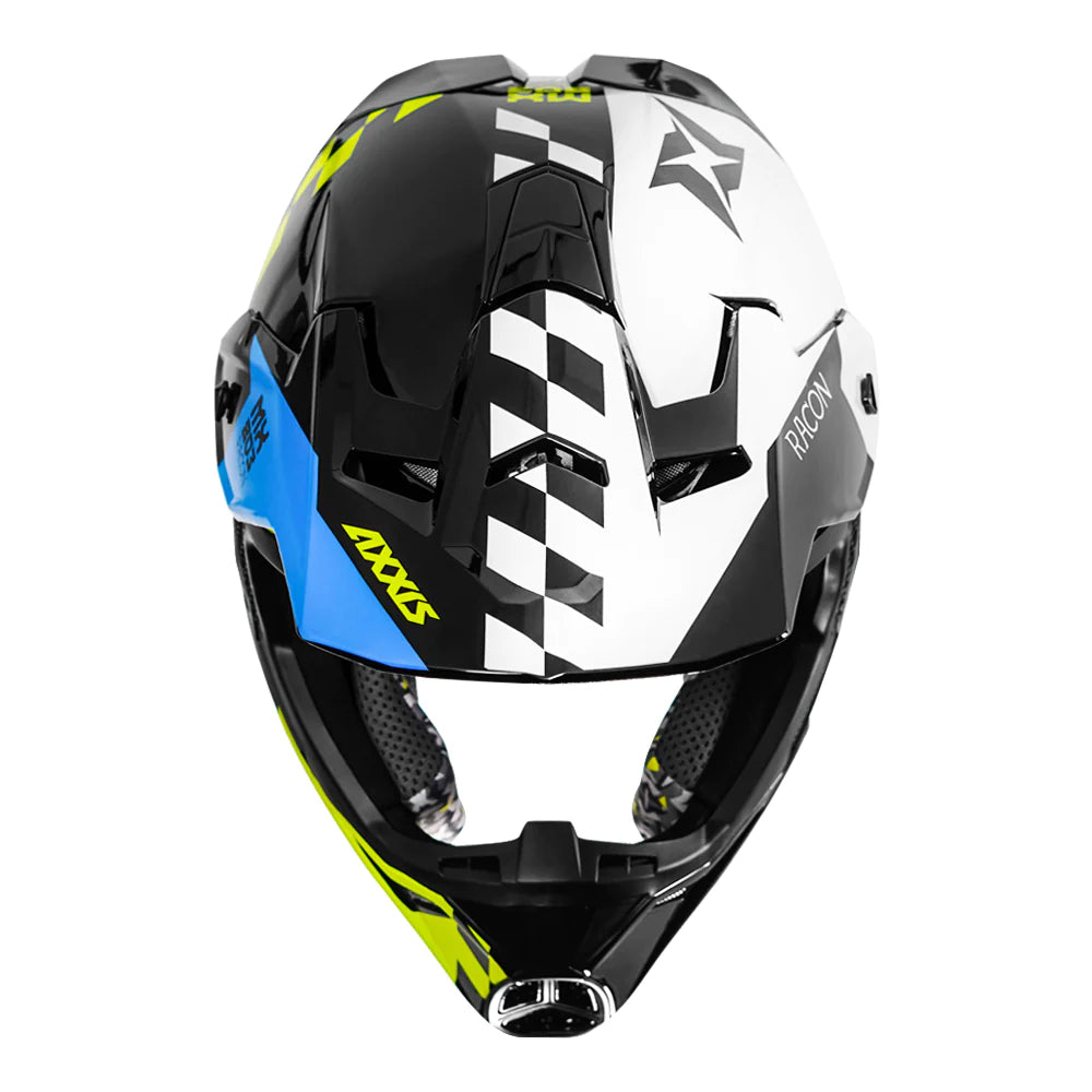 AXXIS Wolf Racon Motocross Glossy White and Blue Helmet