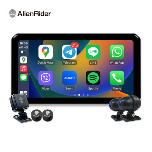Alien Rider M2 Pro Motorcycle Dual Recording Bike Navigation System TPMS GPS With Touch Screen and Radar