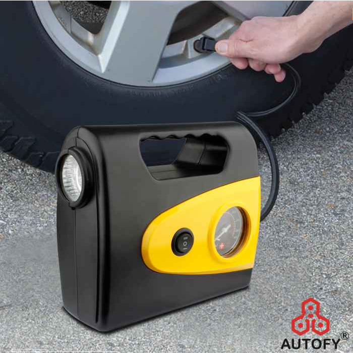 Autofy Universal 300 PSI Car Tyre Inflator Pump For Car Bike (Black & Yellow)