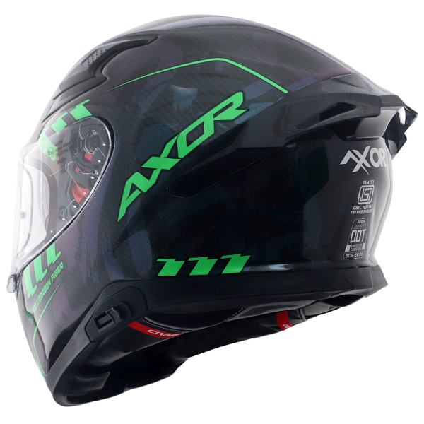 Axor Apex Gloss Carbon Small Checks Helmet - Gloss Carbon Green