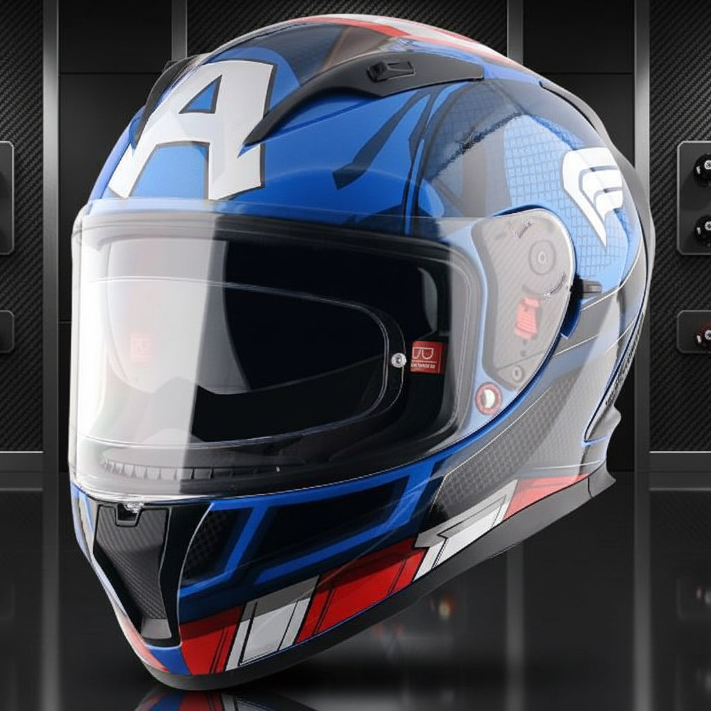 captain america motorcycle half helmet Jet Marvel Edition and clear lacquer finish DOT Captain America 3/4 Open