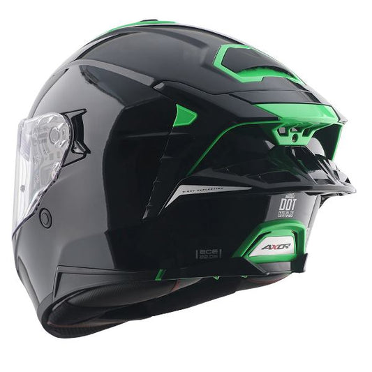 Axor Brutale Corsa Dual Spoiler Helmet-Black Green