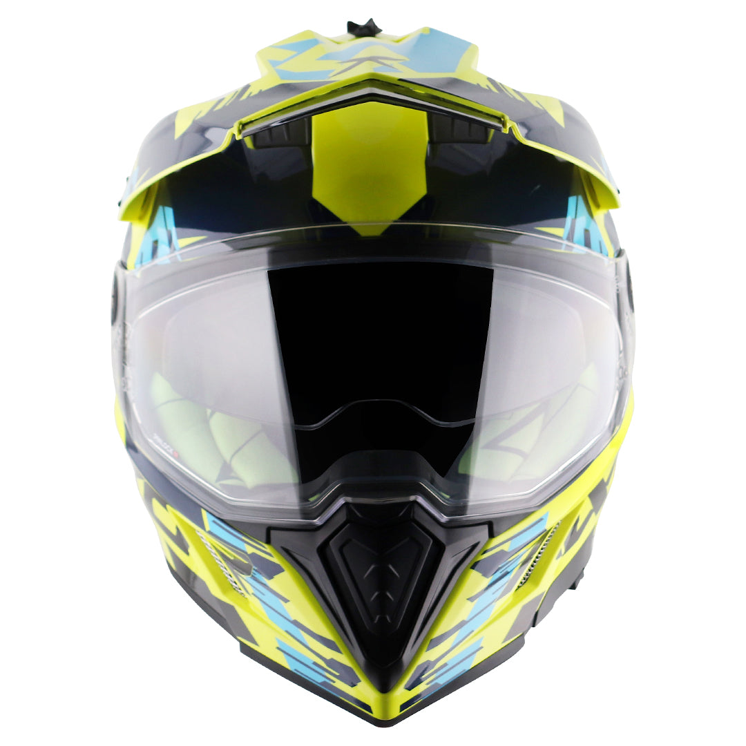 Axor X-cross X1 Dual Visor Helmet (Neon Yellow Blue)