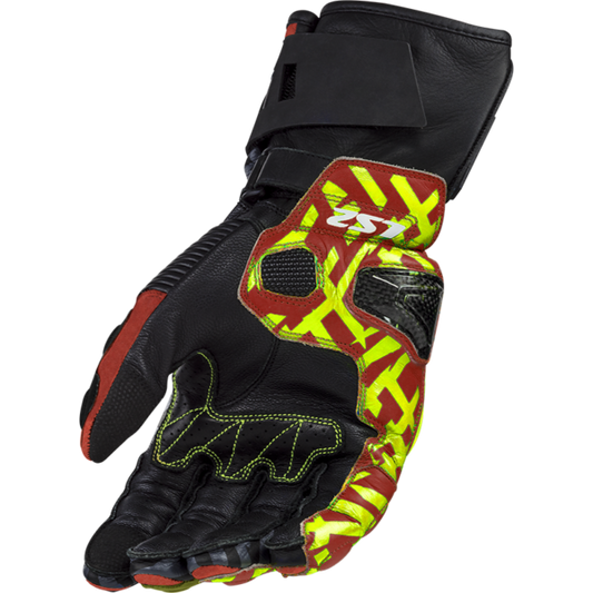 LS2 FENG RACING GLOVES RED H-V YELLOW - Riders Junction
