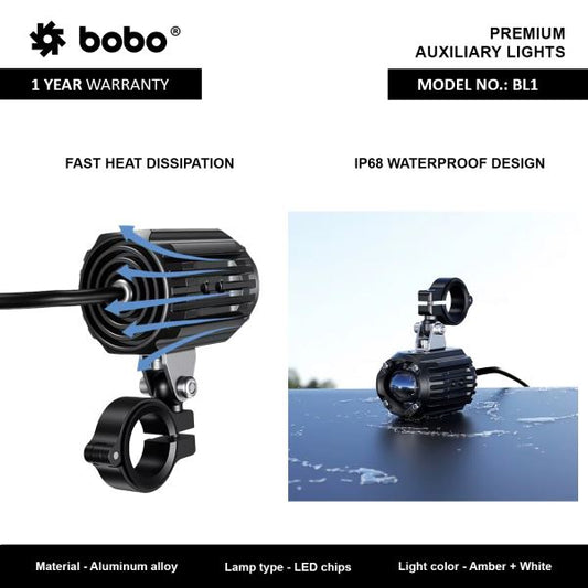BOBO BL1 Bike Auxiliary Lights (Black)