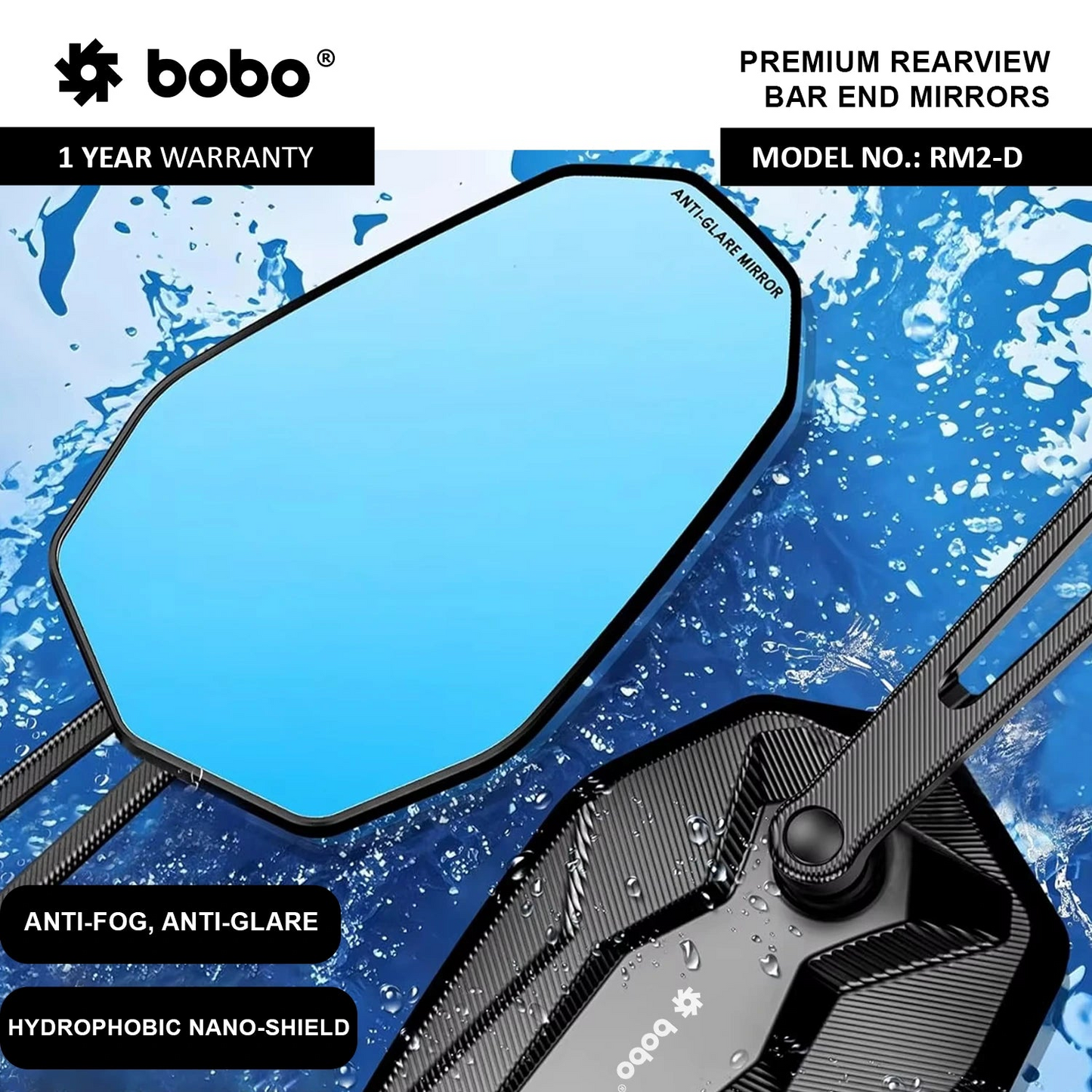 BOBO RM2-D Anti-Glare Anti-Fog Bike Bar End Mirror