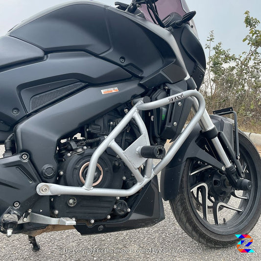 Bajaj Dominar 250/400(2019-2022) Silver Crash Guard with Slider Kustom - ZI-8142