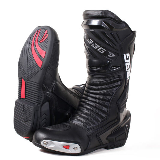 Black Racing Calf Boots - Biking Brotherhood - Riders Junction