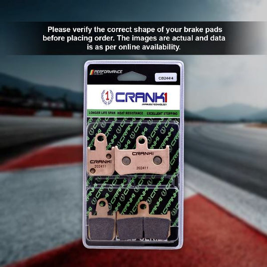 CRANK1 Brake Pads Front For Yamaha Vmax (1993-2003)- Fully Sintered - CB244/4-2 Set