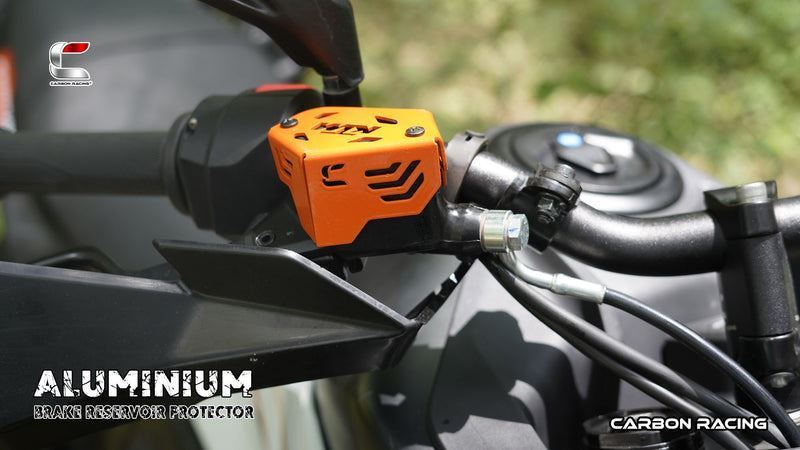 Carbon Racing-Aluminium Front Brake Reservoir Protector (Orange) For KTM Adventure 390250X (2025)