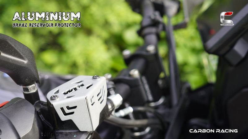 Carbon Racing-Aluminium Front Brake Reservoir Protector (Silver) For KTM Adventure 390250X (2025)