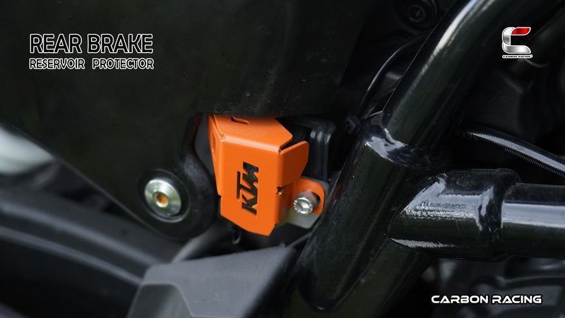 Carbon Racing-Aluminium Rear Brake Reservoir Protector (Orange) For KTM Adventure 390250X (2025)