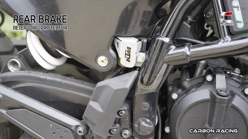 Carbon Racing-Aluminium Rear Brake Reservoir Protector (Silver) For KTM Adventure 390250X (2025)