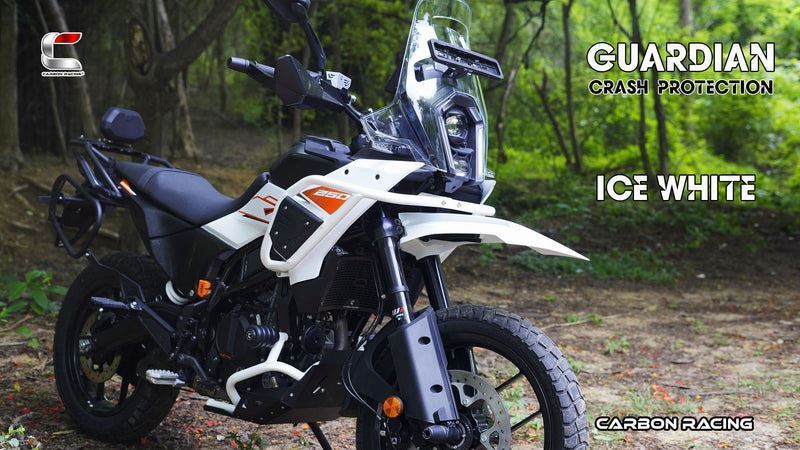 Carbon Racing-Ultimate Protection Combo "Guardian" Premium Rally Protection White set + Black Bas Plate For KTM Adventure 390/250/X (2025) - CRKTMX
