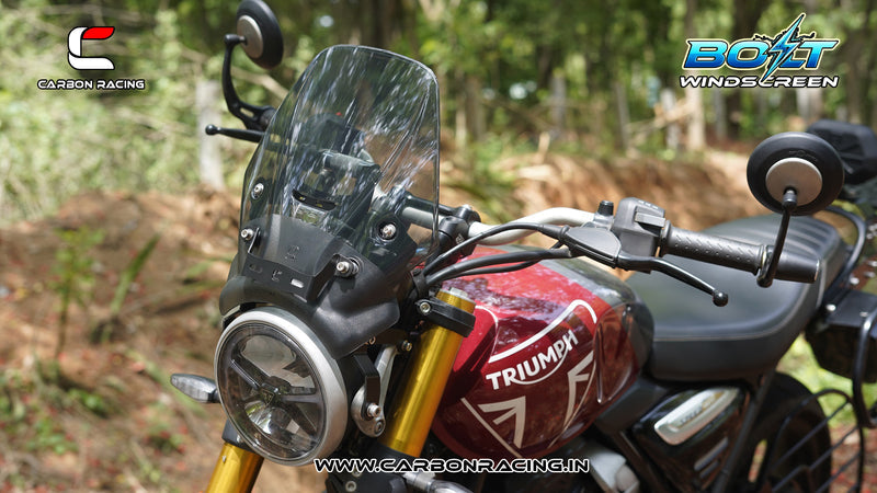 Carbon Racing BOLT Windscreen For Triumph Speed 400 - Smoked (Windshield + Integrated GPS Mount + Number Plate Holder) - CRSPEED400