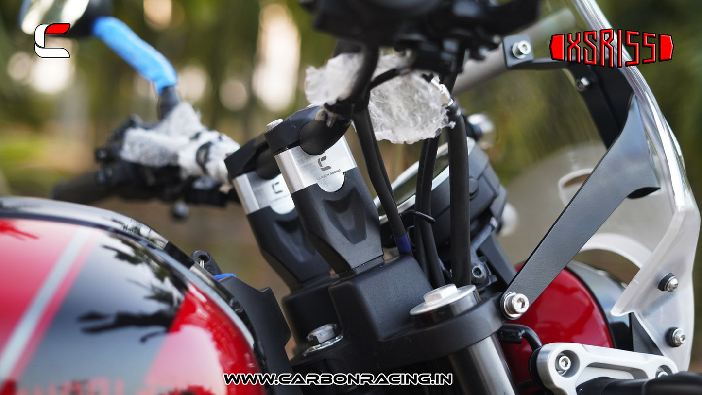Carbon Racing Straight Handlebar Riser for Yamaha XSR 155 - Silver - CRXSR155