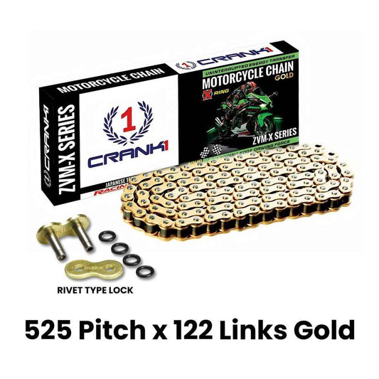 Chain For Triumph Tiger 900 Rally Pro (2024 Onwards) - 525 Pitch x 122 Links Gold (ZVMX) - CRANK1