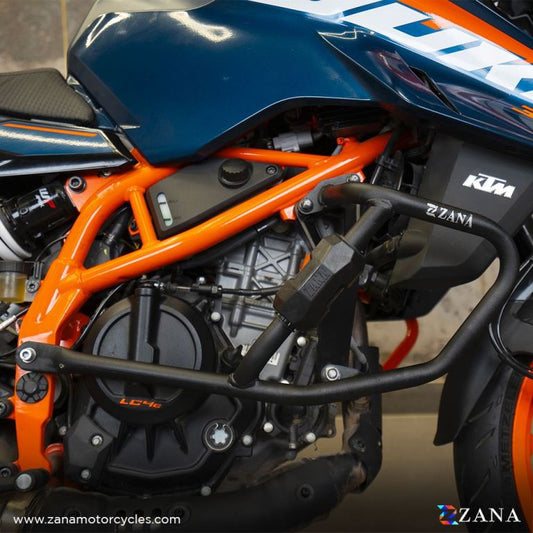ZANA Crash guard with slider puck in black color for KTM Duke 390/250/200/390 Gen3 - ZI-8417 - Riders Junction