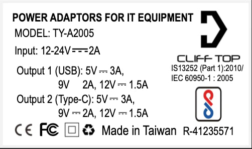 DIN (HELLA) to 36W PD USB-C+QC 3.0 (Straight) - Cliff Top