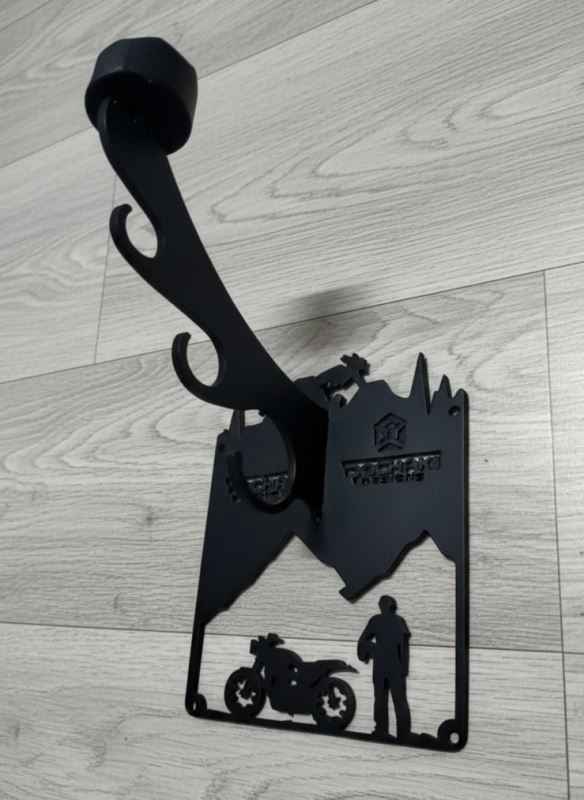 DMotoTech Premium Wall Mounted Helmet Hanger Metal Bike Gear Holder