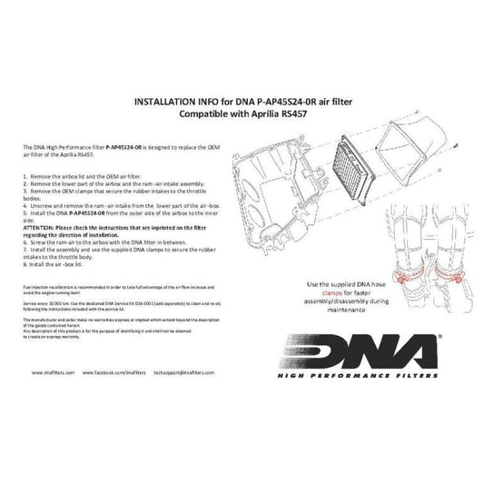 DNA Air Filter Aprilia RS 457 (2024) - P-AP45S24-0R