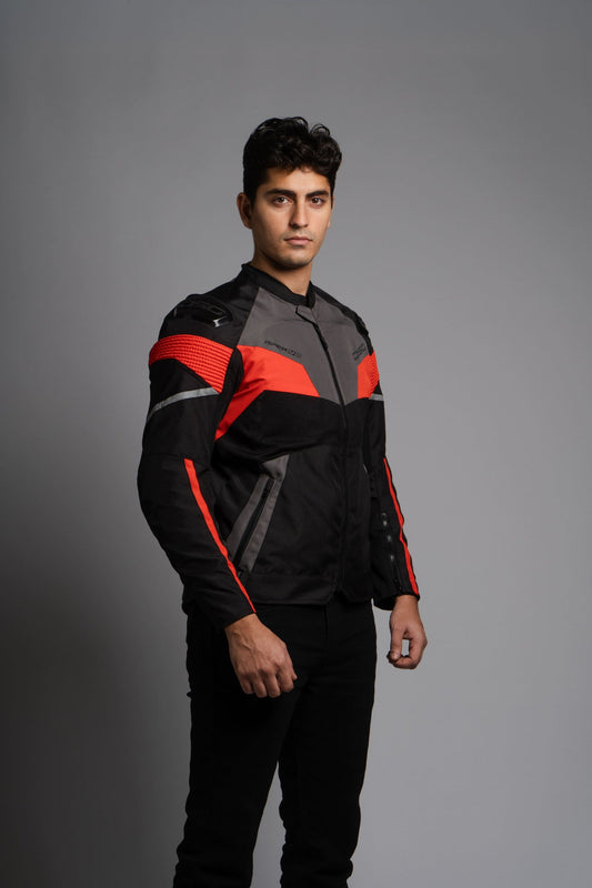 DSG Apex V2 Riding Jacket Black Grey Racing Red