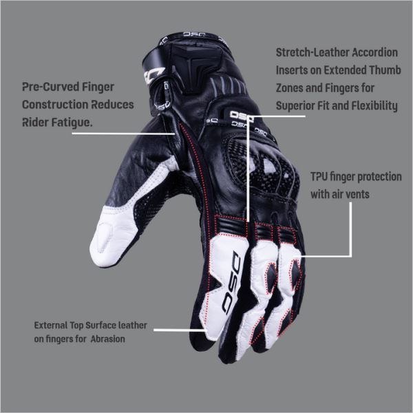 DSG Carbon X V1 Riding Glove-Black White