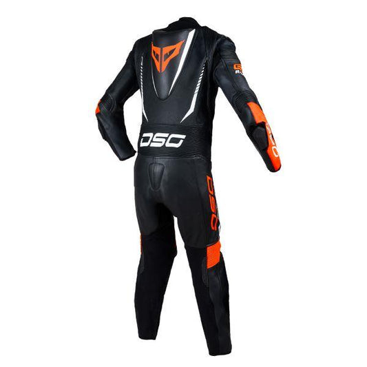 DSG GP Racing Leather Suit Black Red Fluo