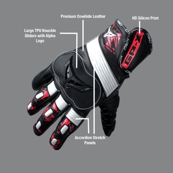 DSG GPX Riding Glove-Black Red