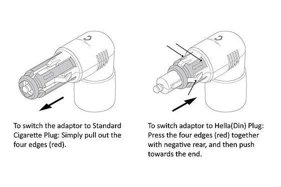 Din (Hella) & Cigarette to USB (Interchangeable) - 3.3A