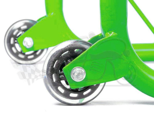 GrandPitStop-Non Dismantable Universal Rear Paddock Stand with Skate Wheels (Green)-PSGreen