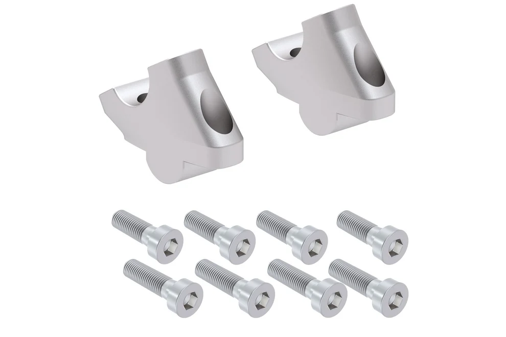 HANDLEBAR RISER - 30mm UP & 21mm BACK (4245-V303M-30-21) Silver - Hepco Becker - 4245-V303M-30-21-SL