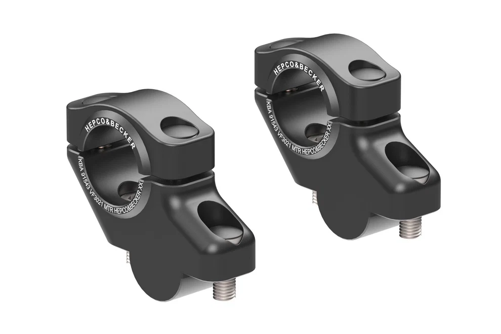 HANDLEBAR RISER - 30mm UP & 21mm PULL (4240-VF3021) Black - Hepco Becker - 4240-VF3021-30-21-BL