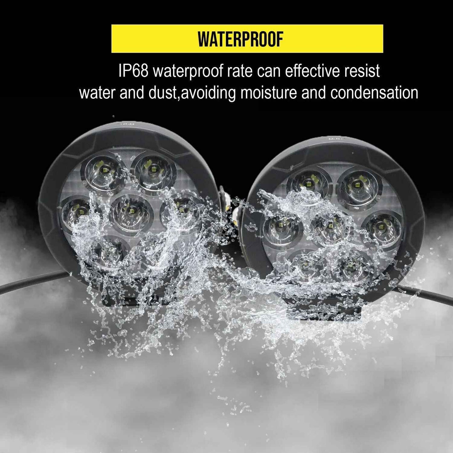 HJG 70W+70W Round Led Light with Wire harness and Lumen Controller