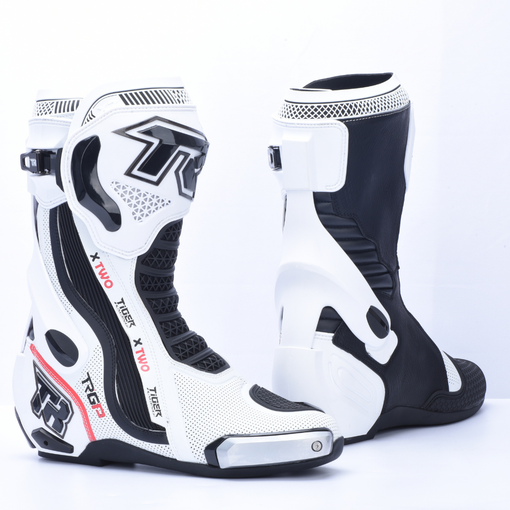 Tiger Racing X2 Racing Boots - White / Black