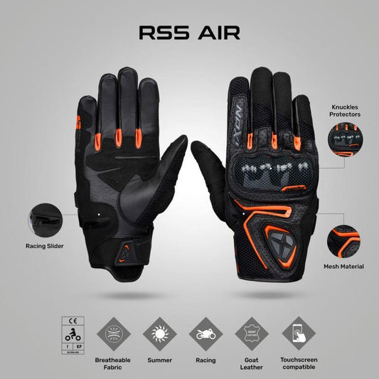 IXON RS5 AIR Gloves - Black/Orange