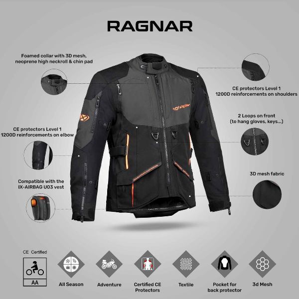 IXON Ragnar Jacket - BlackAnthraciteOrange