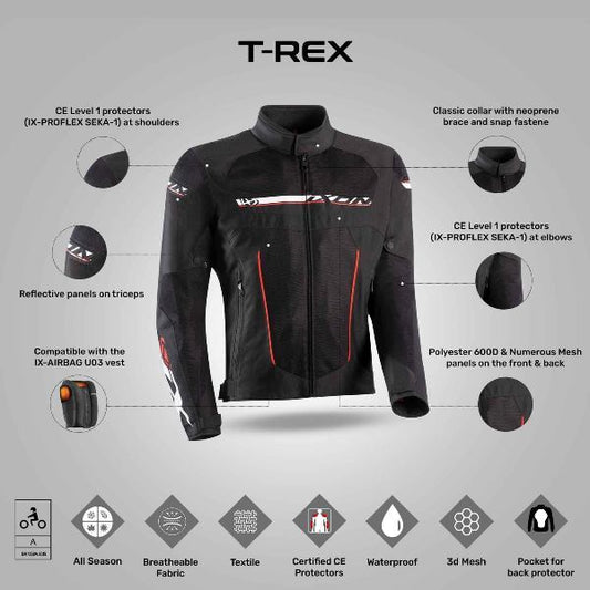 IXON T-Rex Jacket - Black/White/Red