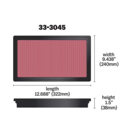 K&N High-Flow Original Lifetime Engine Car Air Filter - Toyota Hilux L4-2.4L DSL - 33-3045