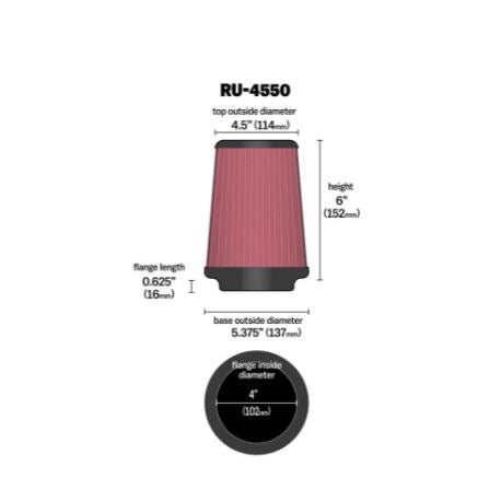 K&N High-Flow Original Universal Air Filter - RU-4550