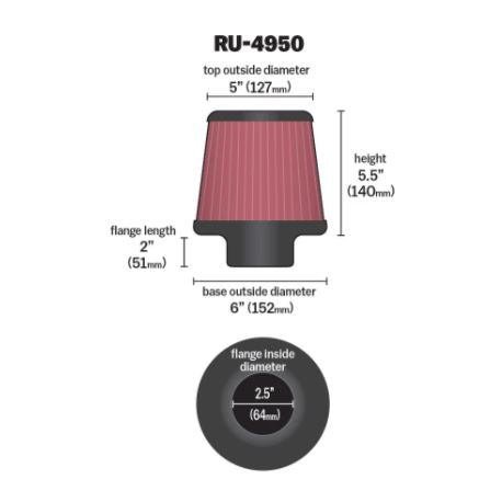 K&N High-Flow Original Universal Air Filter - RU-4950