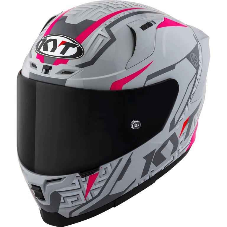 KYT Striker 2V #02 Gloss Asphalt Grey Fuxia Helmet